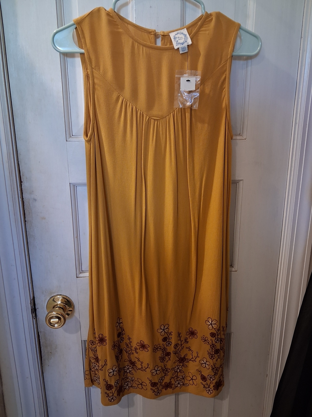 Francesca's Mustard Floral Hem Sleeveless Dress, XXS